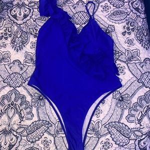 Hollister blue one piece swim suit